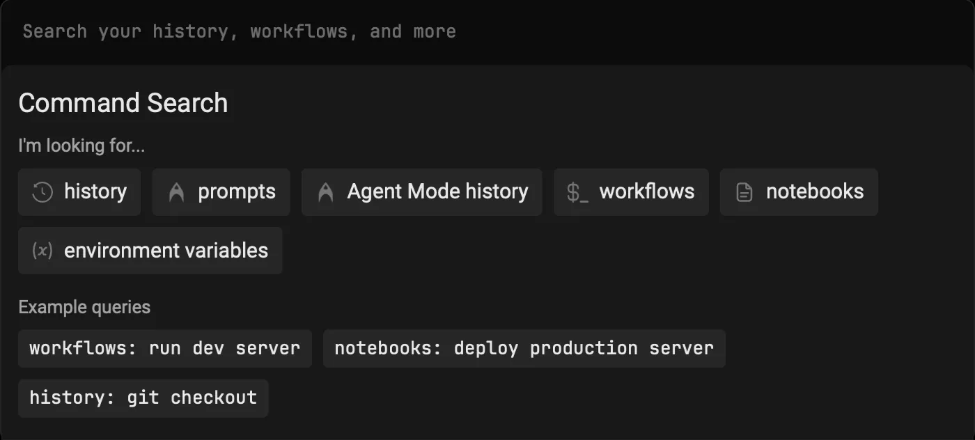 Command Search Panel